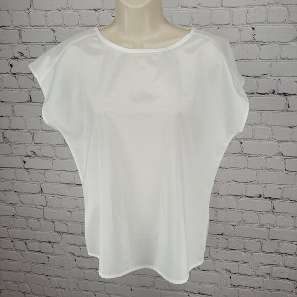 VTG Lady Arrow White Sheer Lightweight Short Sleeve Top Blouse USA Made Size 12 - Picture 1 of 12